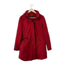 Pendleton Medium Zip Parka Jacket Red Fleece Lined Hooded Coat Womes